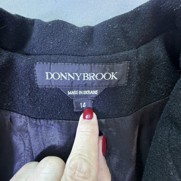 Donny Brook Black Wool Double Breasted Lined Trench Coat Womens 12P - Picture 10 of 12